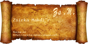 Zsirka Makár névjegykártya